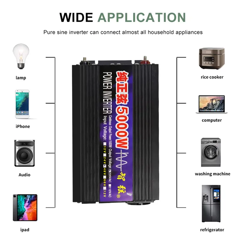 Pure Sine Wave Inverter 5000W 48V 220V - SMARAAD 5000W 12V 24V 48V DC-AC