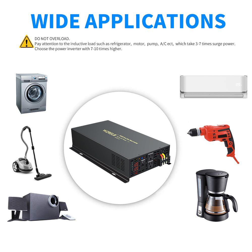 Pure Sine Wave Inverter 5000W 48V 220V - 信頼性の高い5000W有線制御純粋正弦波ソーラーパワーインバーター12V/24V/48V/60V/72V/96V/110V DCから110V/120V/220V/230V/240V ACへ