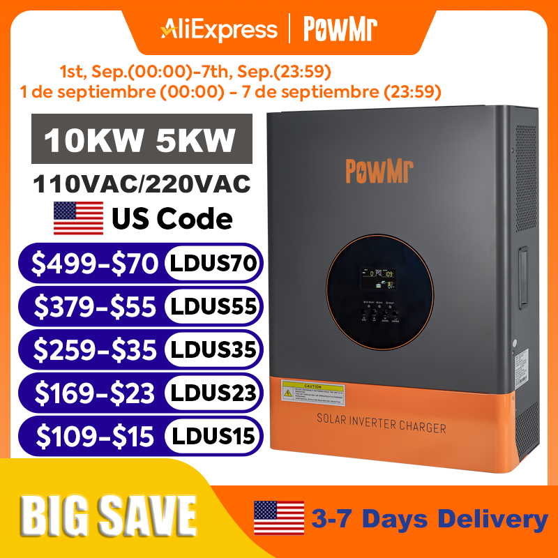 Split Phase Inverter 10Kw 110V 220V - PowMr 10KW 5KW スプリットフェーズインバーター 48V 110Vまたは220V