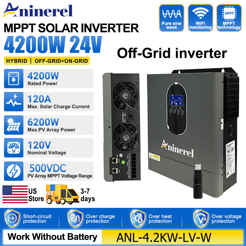 Inverter Pure Sine Wave 60Hz 120V 3000W - Aninerel 4200W 3KW 120V ハイブリッドインバーター オフグリッド