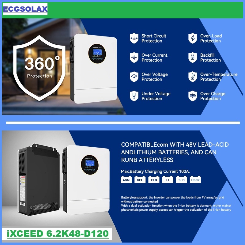ECGSOLAX 3000Wオフグリッドハイブリッドソーラー - Inverter Pure Sine Wave 60Hz 120V 3000W のレビューと価格