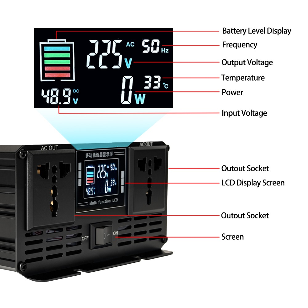 純粋正弦波インバーター DC 12v/24v/48v/60v - Pure Sine Wave Inverter 5000W 48V 220V のレビューと価格