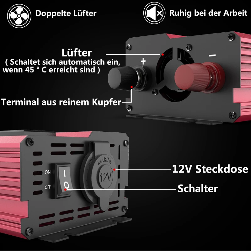 12Vから220Vへの変換、最大出力4000W、連続出力80 - Power Inverter 12V 220V 4000W Continuous のレビューと価格