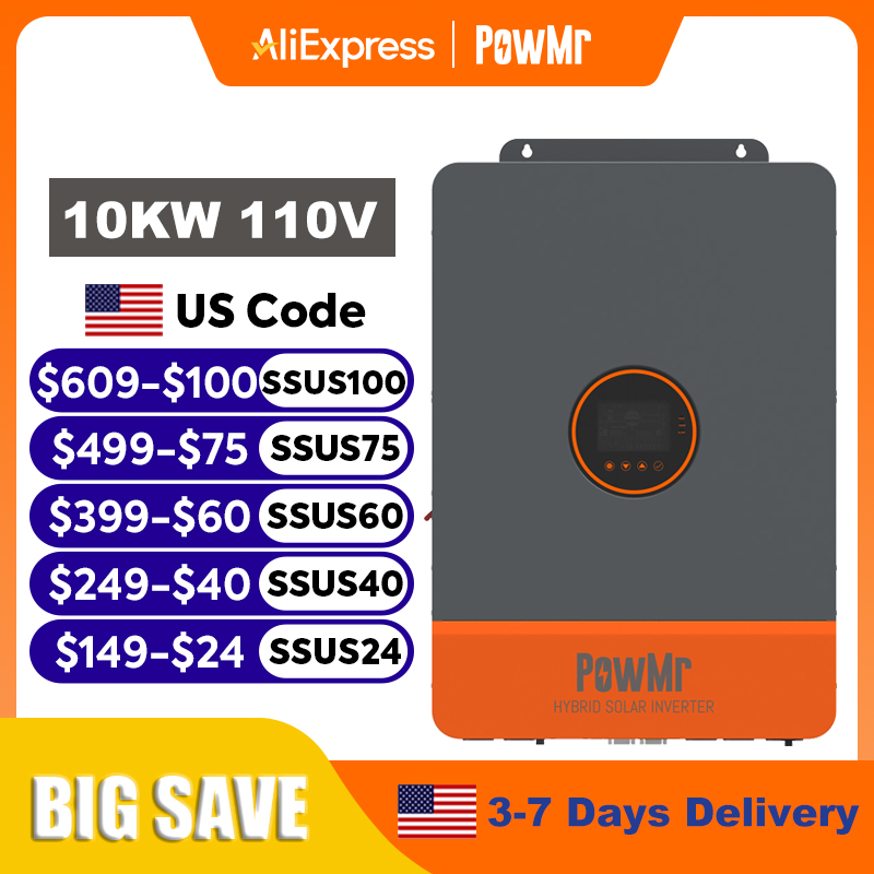 PowMr 16KW 10KW スプリットフェーズインバータ - Split Phase Inverter 10Kw 110V 220V のレビューと価格
