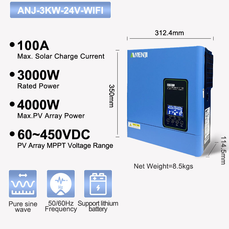 24V 3000W 120V オフグリッドソーラーインバータ - Inverter Pure Sine Wave 60Hz 120V 3000W のレビューと価格