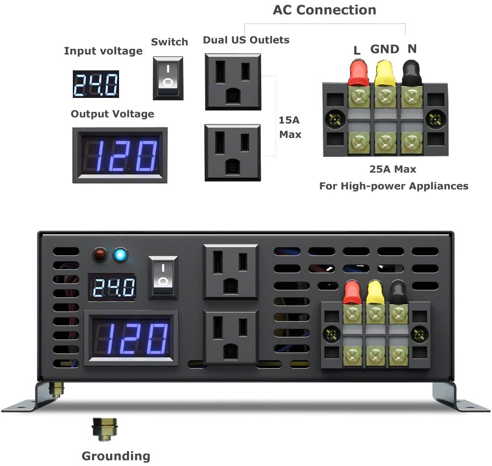純粋な正弦波インバーター 3000 ワットソーラーパネル発電 - Inverter Pure Sine Wave 60Hz 120V 3000W のレビューと価格