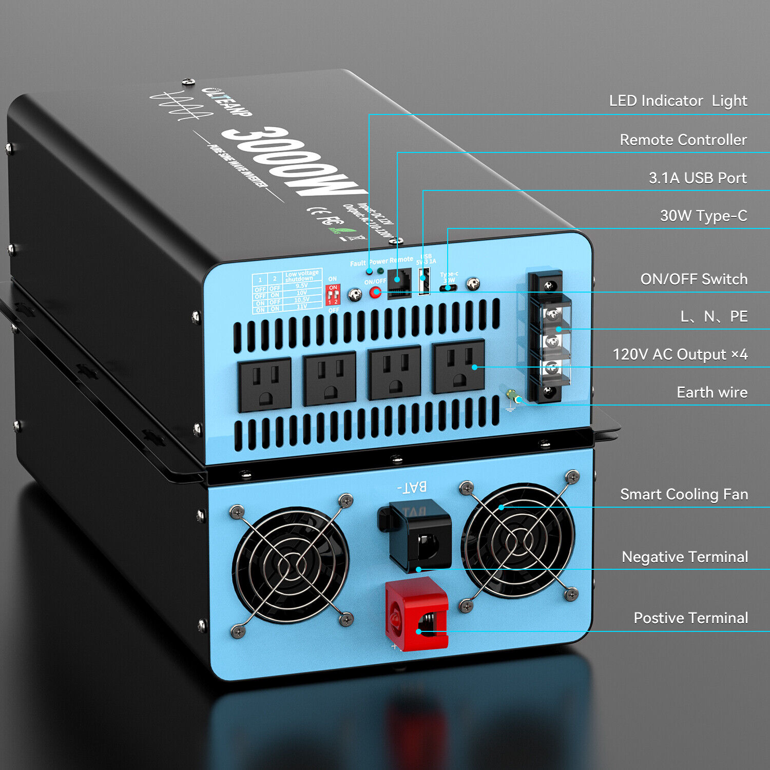 3000W純正弦波パワーインバーター、12V DCから110 - Inverter Pure Sine Wave 60Hz 120V 3000W のレビューと価格