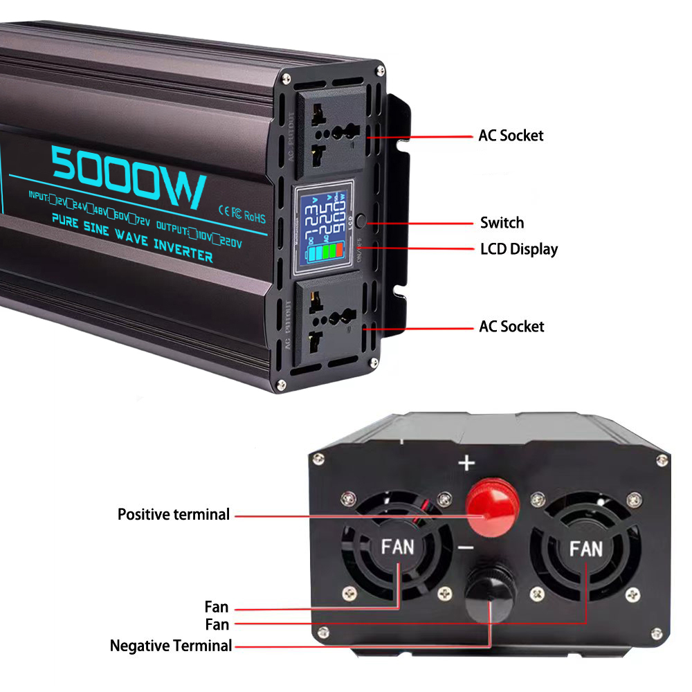 純正弦波インバーター 48V/72V 220V 2000W/ - Pure Sine Wave Inverter 5000W 48V 220V のレビューと価格